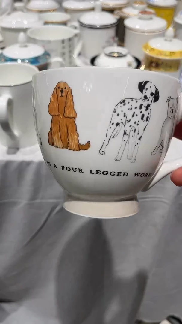 瓷狗狗水杯隆达骨质瓷