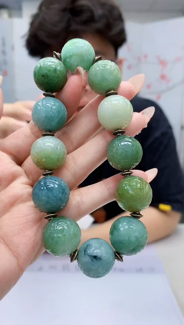 【闪购商品】定制翡翠未镶嵌4688MM-毛货手串27