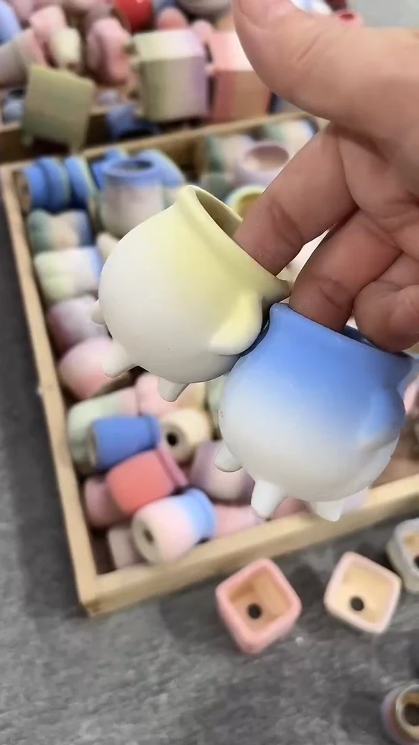 麦饭石粗陶多肉花盆两个