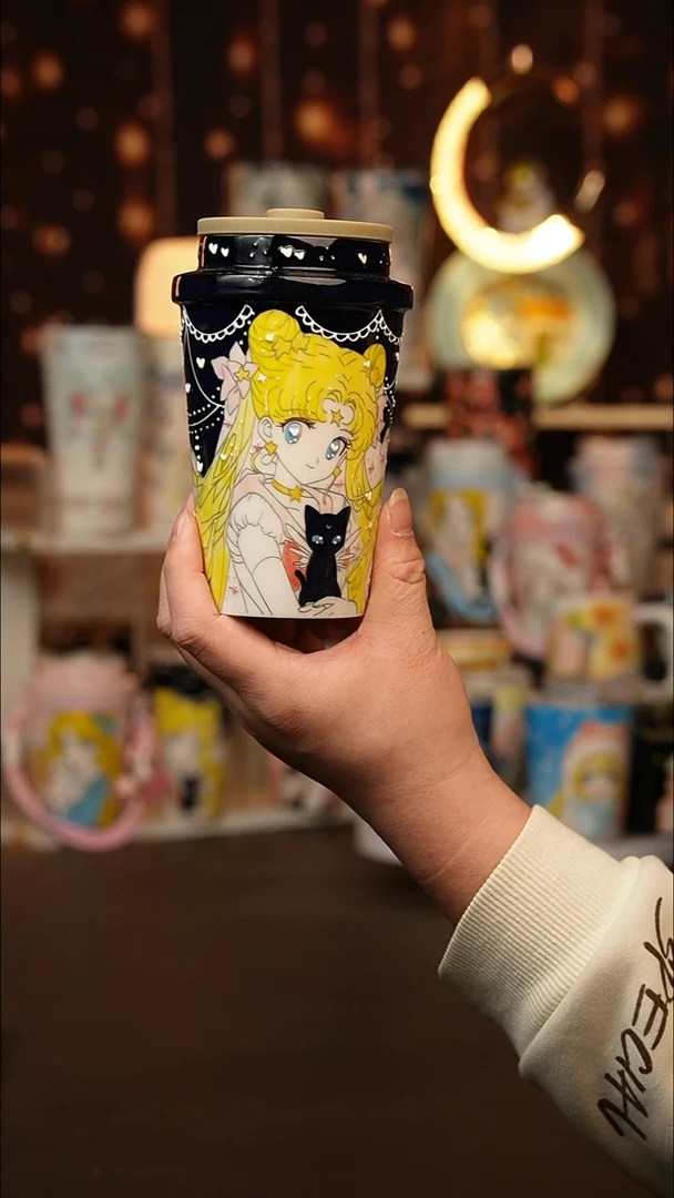 (玉泥）景德镇手工手绘文创陶瓷杯（配硅胶盖）