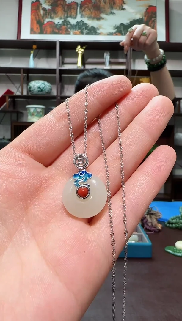 颈饰银S925镶嵌和田玉