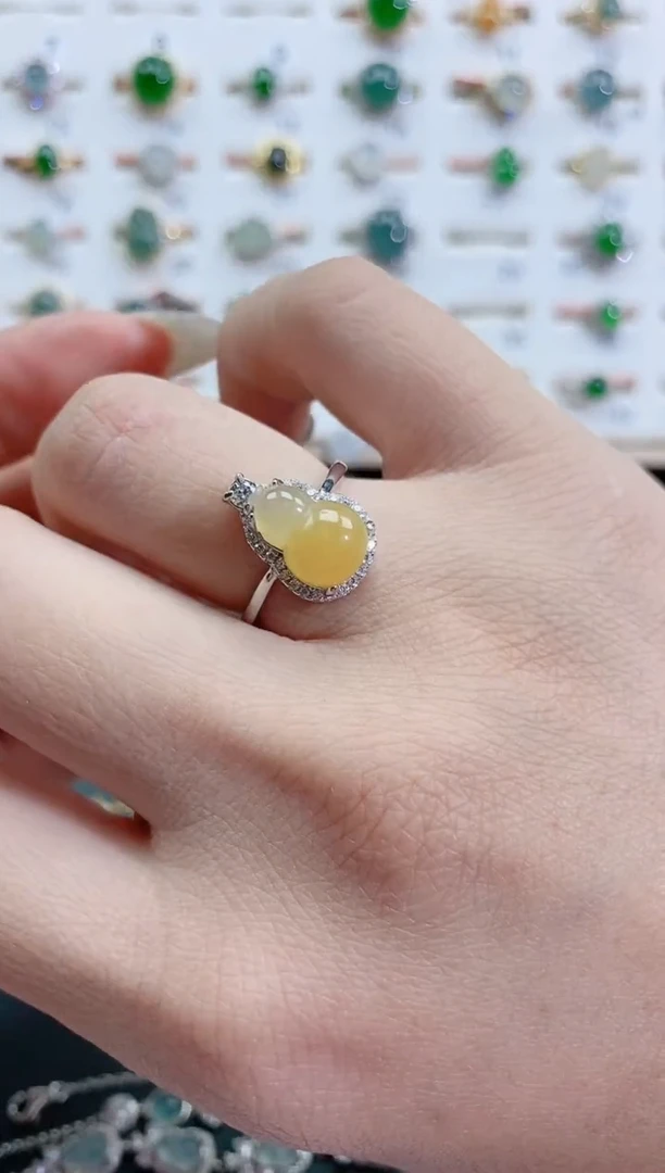 银S925镶嵌戒指翡翠天然翡翠