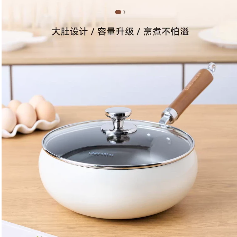 凌丰大肚锅钛铁炒锅炒菜锅家用大容量0涂层煎炒锅燃气电磁炉