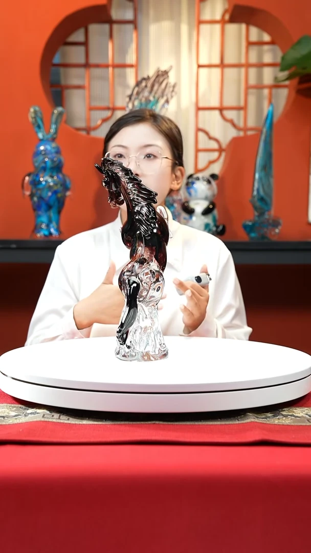 手工艺品琉璃紫色立马摆件