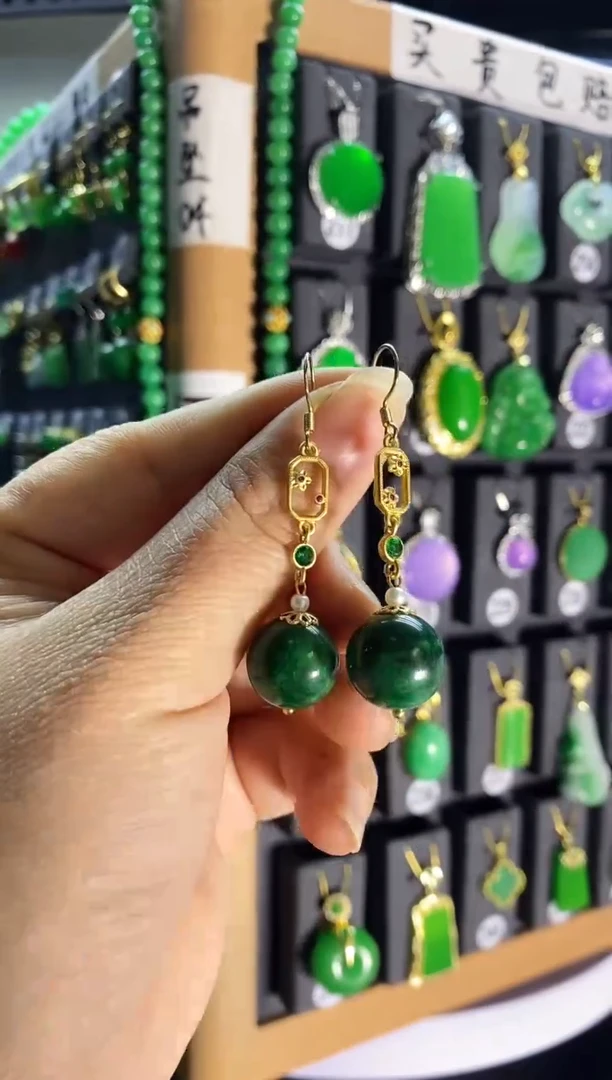 【闪购商品】翡翠耳饰银S925镶嵌011....