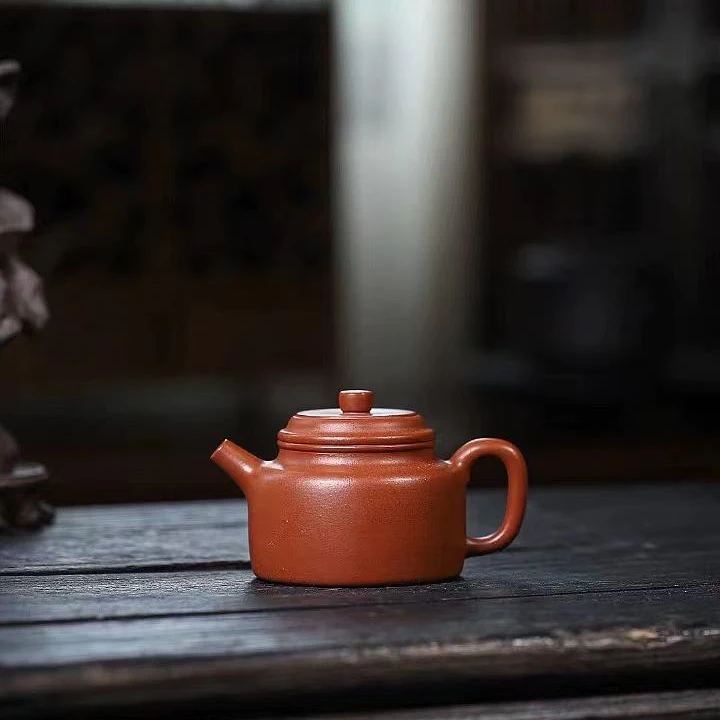 宜兴紫砂光器德钟红卫朱泥壶