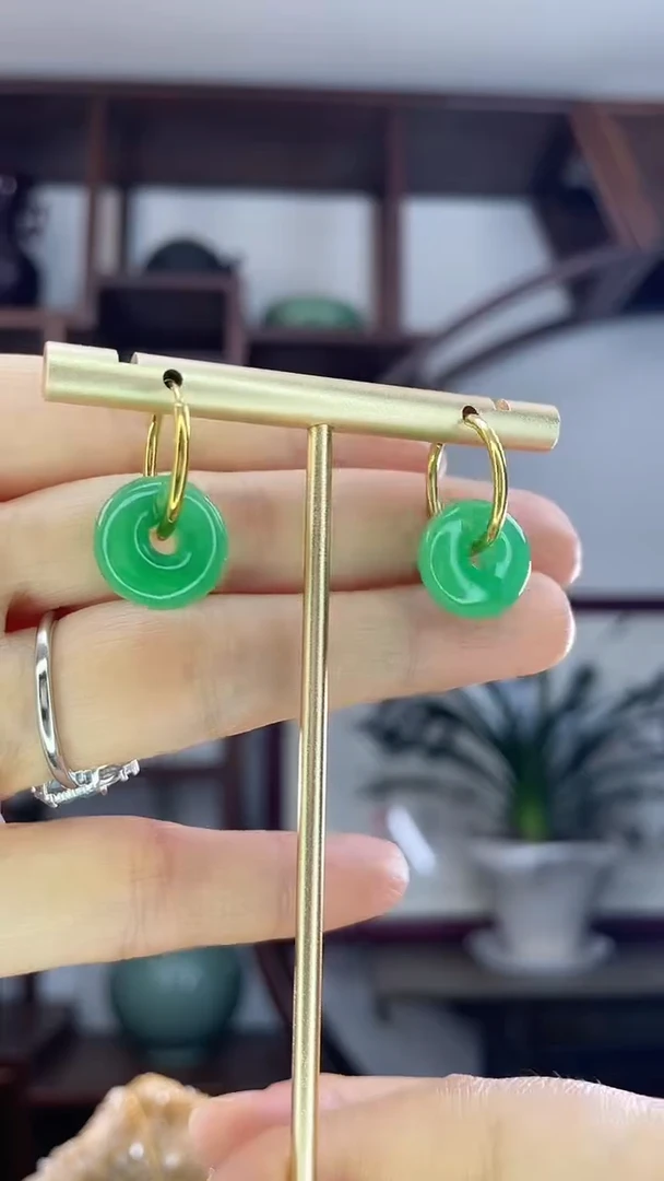 未镶嵌翡翠耳环Z12平安扣耳环