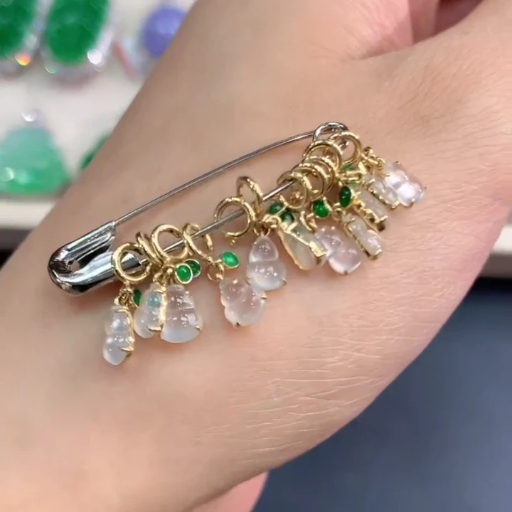 【福公子珠宝】翡翠18K金镶嵌吊坠(不含链)D1多样性一件发货-172