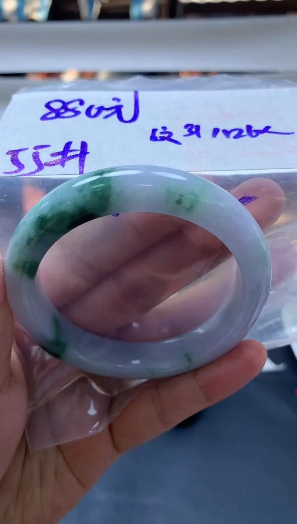 未镶嵌定制翡翠开*手镯纹55#880元毛货需抛光