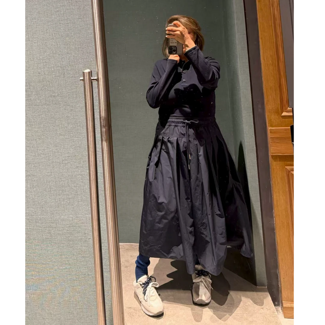 COCOLINDA | 100%棉POLP领长袖欧美网球休闲系带百褶连衣裙Q3611