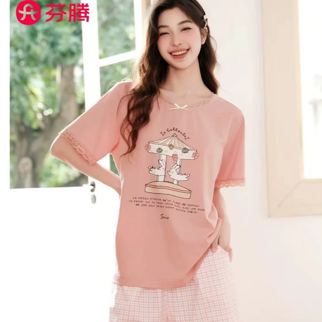 芬腾新款夏季短袖套装翻领套头纯棉找对应编码直接拍