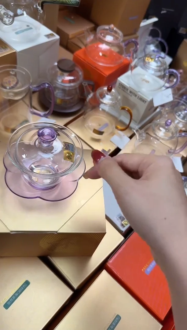 @@禾器晶彩咏荷盖碗浅紫色