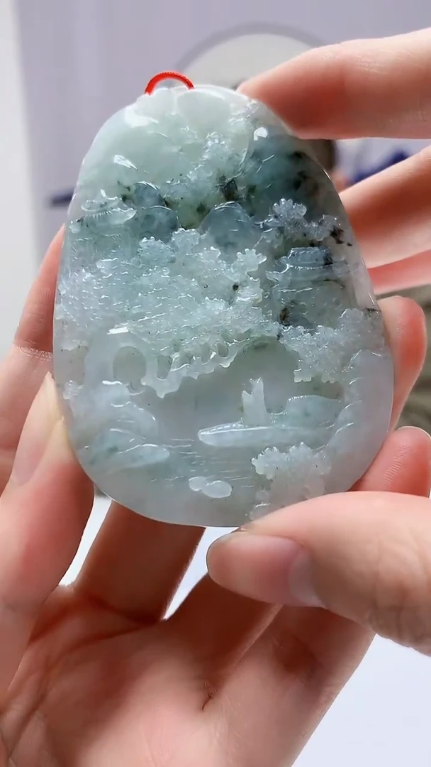 【闪购商品】定制翡翠未镶嵌4812zm-毛货挂件65山水