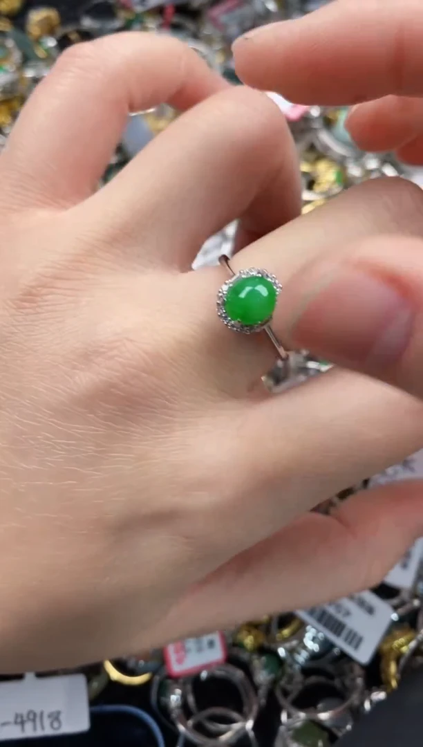 银S925镶嵌戒指翡翠999   1