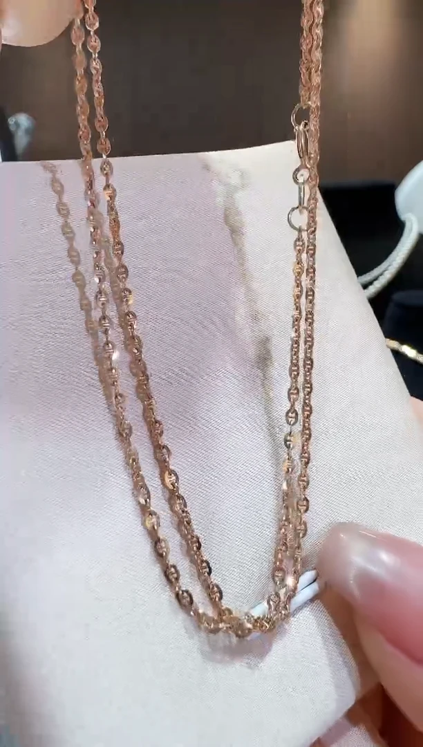 【闪购商品】18K金项链45cm 猪鼻子素链子  玫瑰金