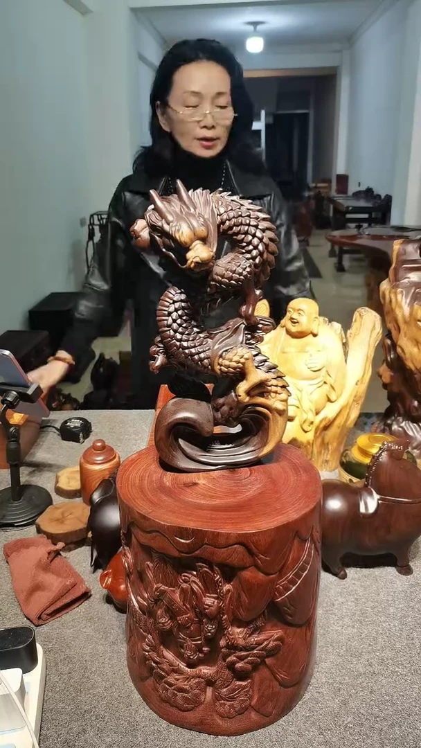 木老*黑檀，龙摆件，