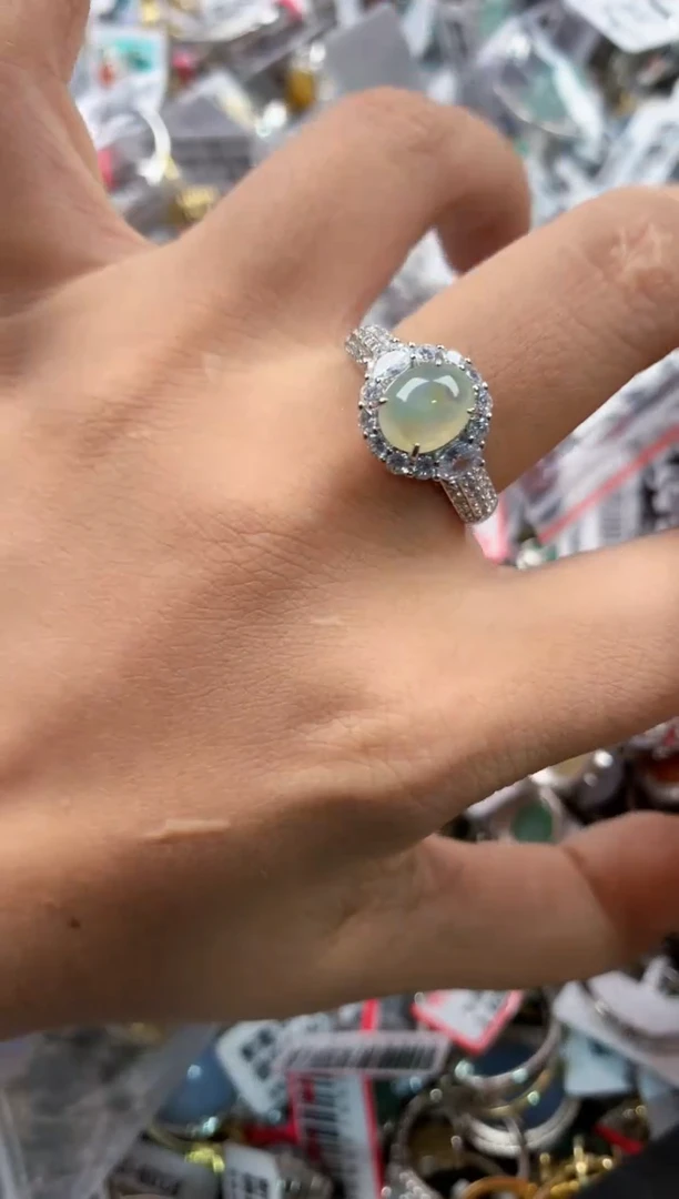 银S925镶嵌戒指翡翠12-12-12        1