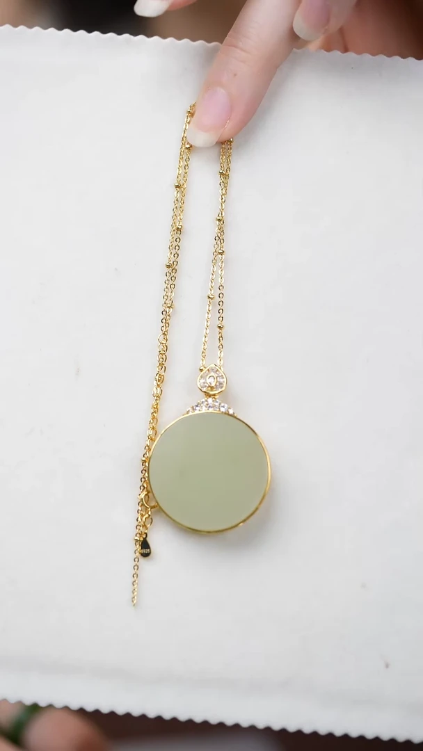 和田玉银S925镶嵌吊坠(赠链)和田玉晴水吊坠