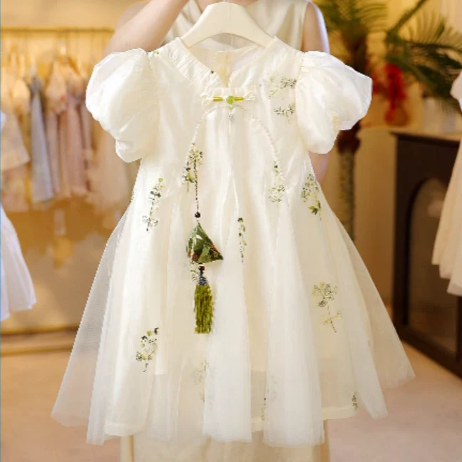 女童连衣裙夏装2025新款儿童中式时尚中国风背心裙女孩公主裙洋气
