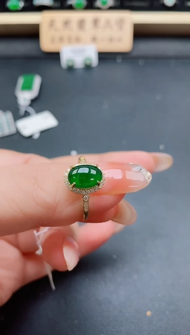 银S925镶嵌戒指翡翠1