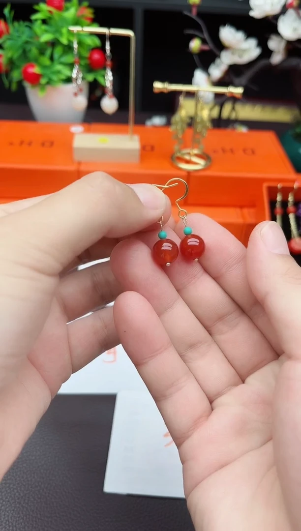 玛瑙/玉髓耳饰银S925镶嵌424000