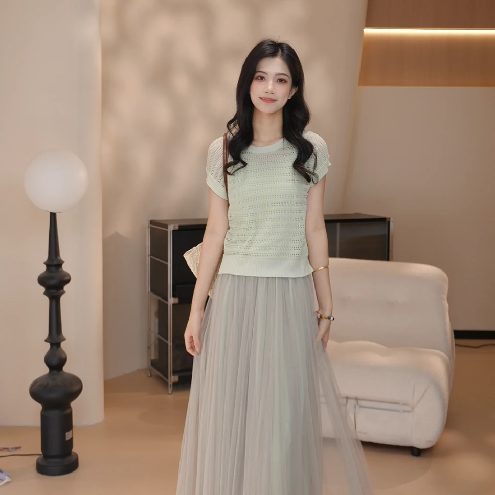 Basic House/百家好CSM2025新款纱裙套装复古