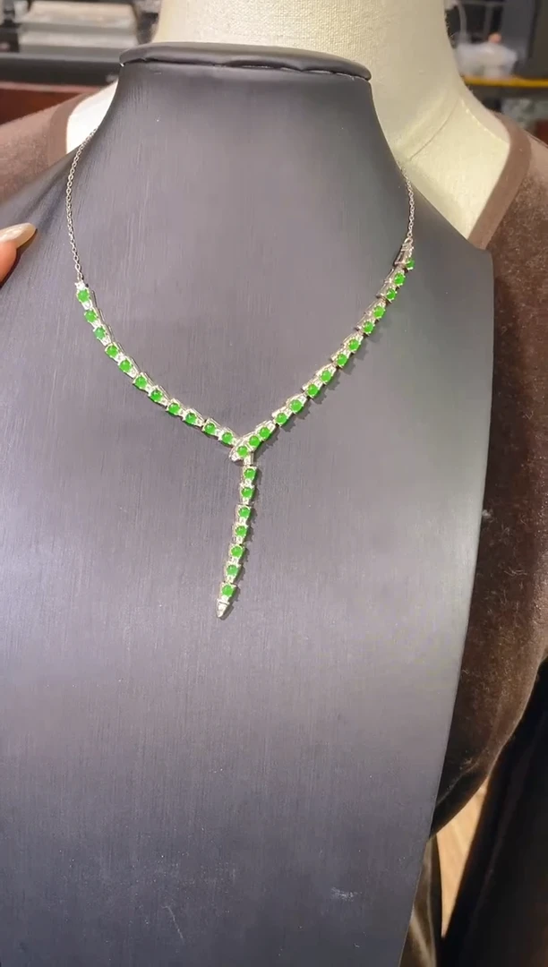 【闪购商品】翡翠项链银S925镶嵌053   （多样性发货）