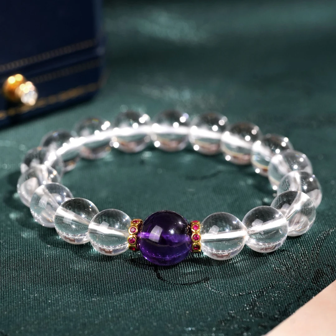 【粉丝福利】VISING天然白水晶紫水晶10mm手串珠珠手链国风百搭