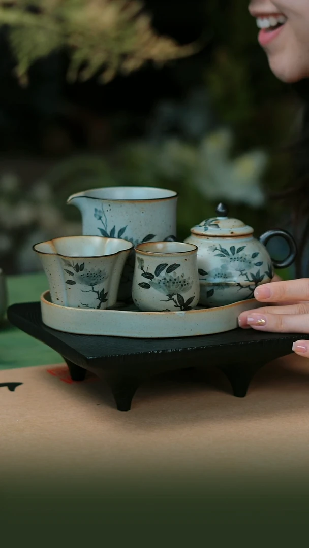 合欢壶+花口杯+公道+布袋杯+海棠壶承 五件套