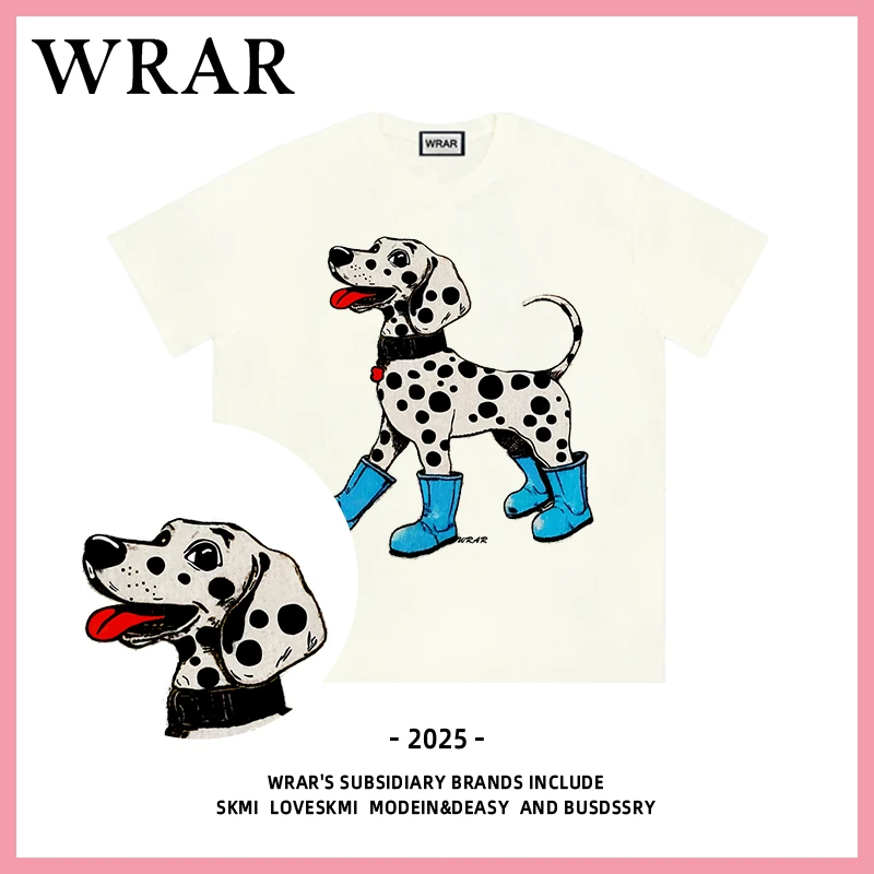 【蓝鞋子斑点狗】新品时尚透气宽松T恤印花休闲卡通百搭圆领1