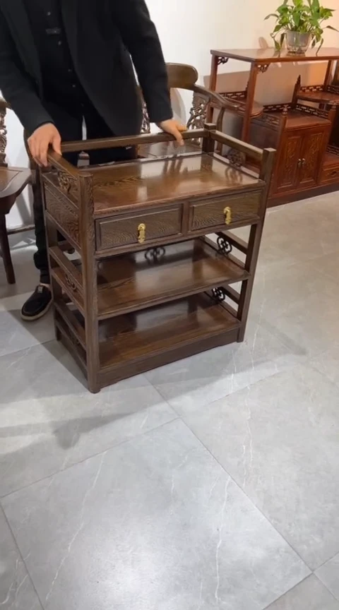 鸡翅木类成套家具    鸡翅木茶水柜尺寸68*38*78高