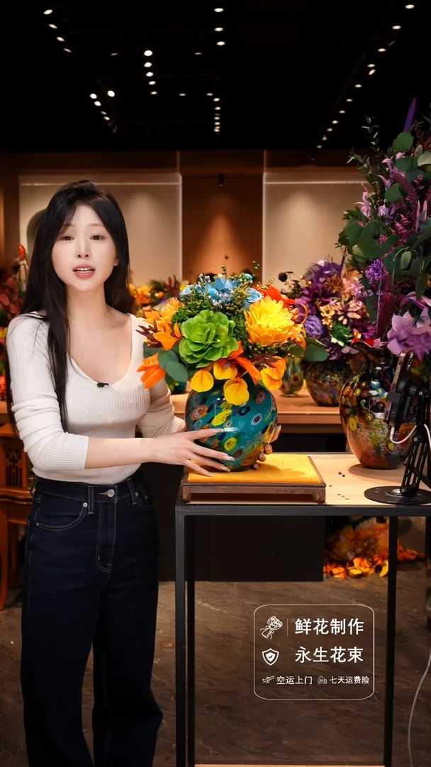 手工艺品琉璃手工花器花束空运包邮送货上门-以图片为准
