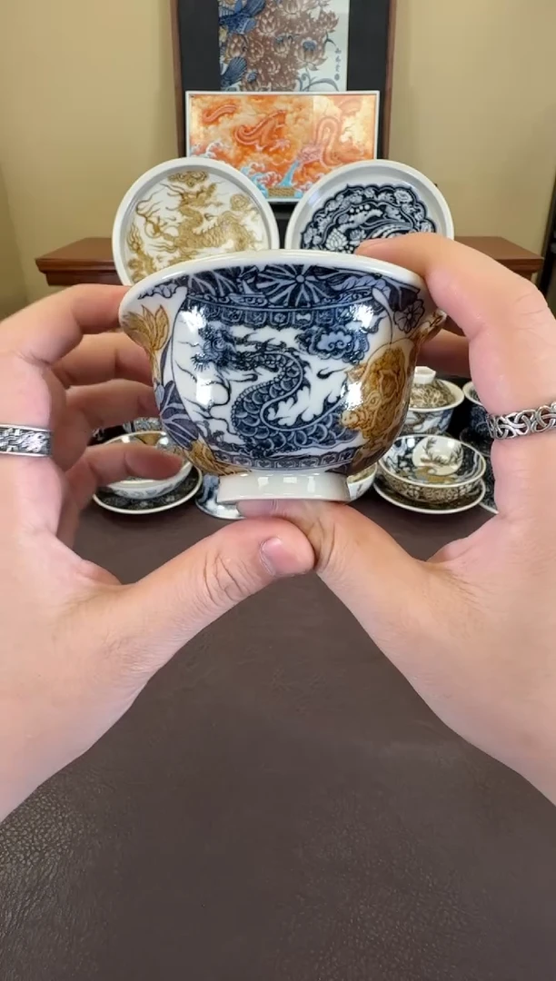 二号釉猪猪蹭龙缸压手杯