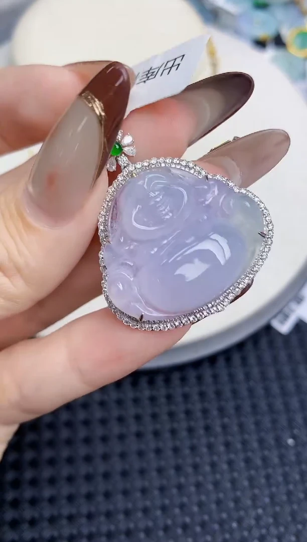 颈饰18K金镶嵌翡翠109   天然翡翠A货  百元以上9米证书费自理