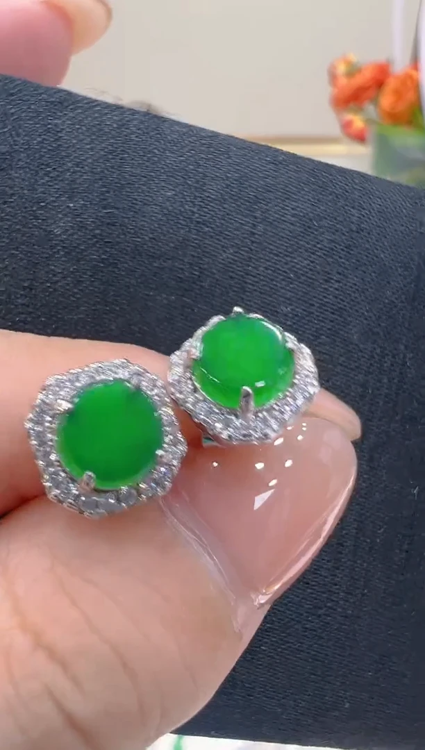 翡翠银S925镶嵌耳饰团购多样性发一件