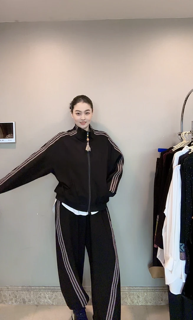3458｛吉吉如意｝原创设计宽松显瘦新中式元素秋冬款运动套装分开拍