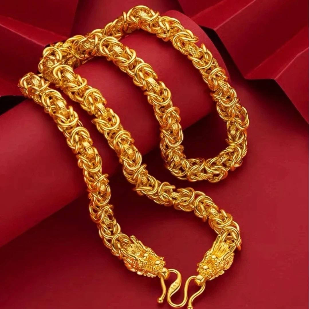 合金项链 龙头项链亮面四方龙骨男士项链