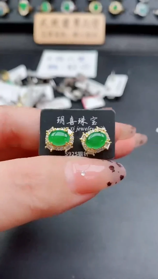 银S925镶嵌戒指翡翠1