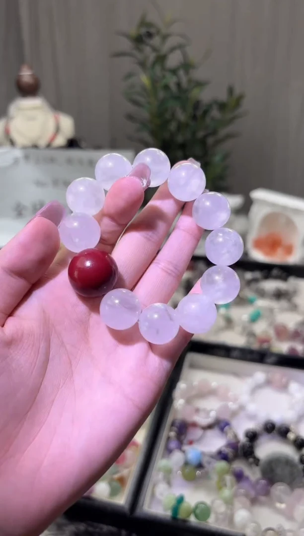 水晶手串未镶嵌婚纱白幽灵天然水晶fufu款