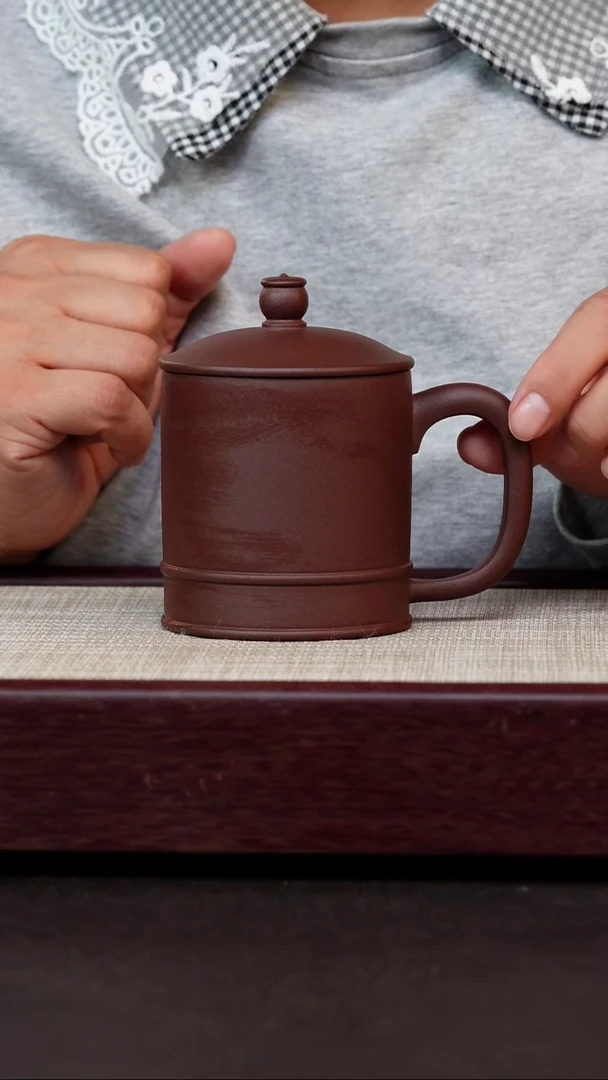 茶杯紫砂紫泥腰线菩提杯
