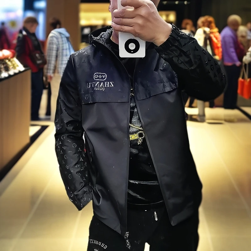 4032男士高品质欧货春秋薄款连帽夹克