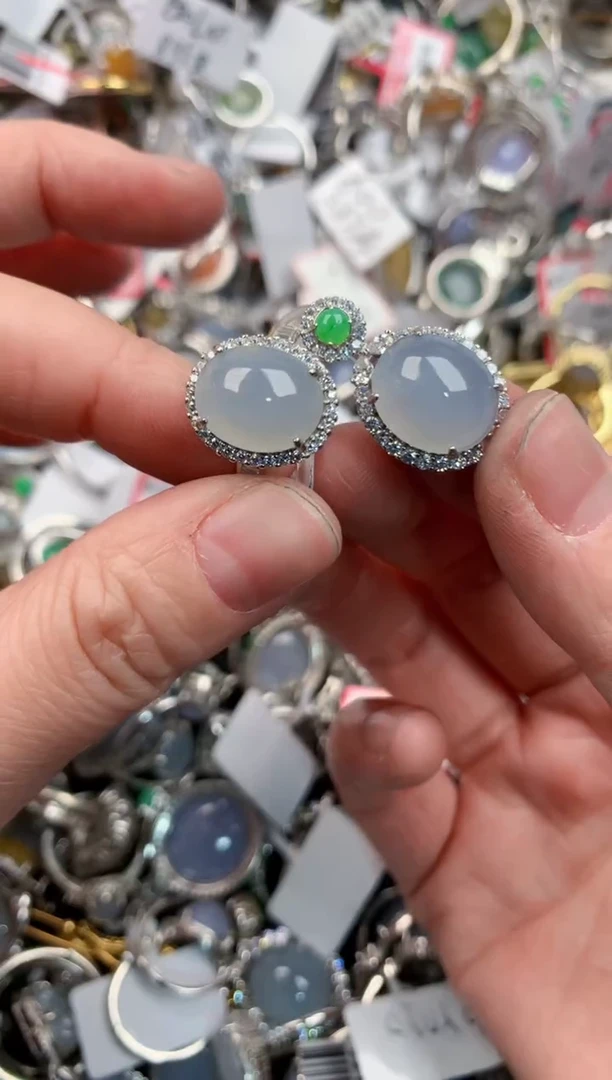 银S925镶嵌戒指翡翠12                  8