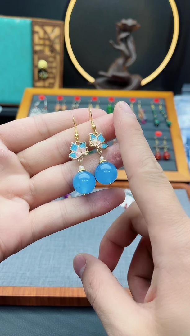 【闪购商品】玛瑙/玉髓耳钉银S925镶嵌221000