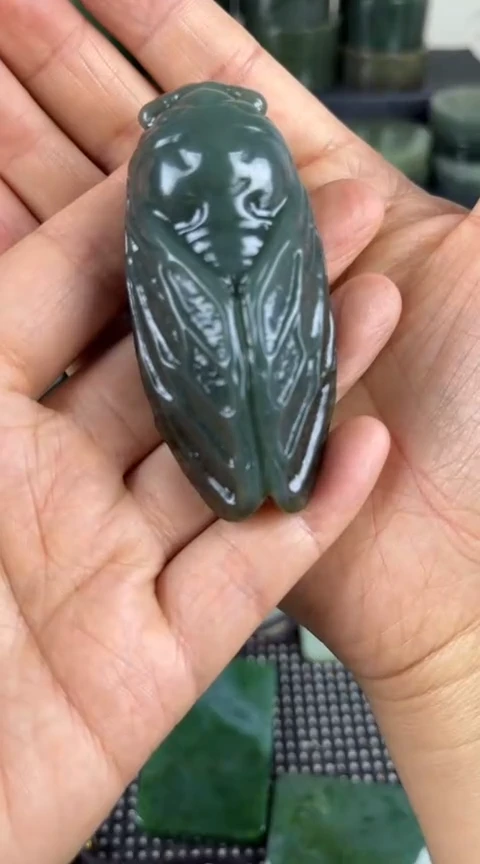 和田玉未镶嵌珠宝半成品蝉