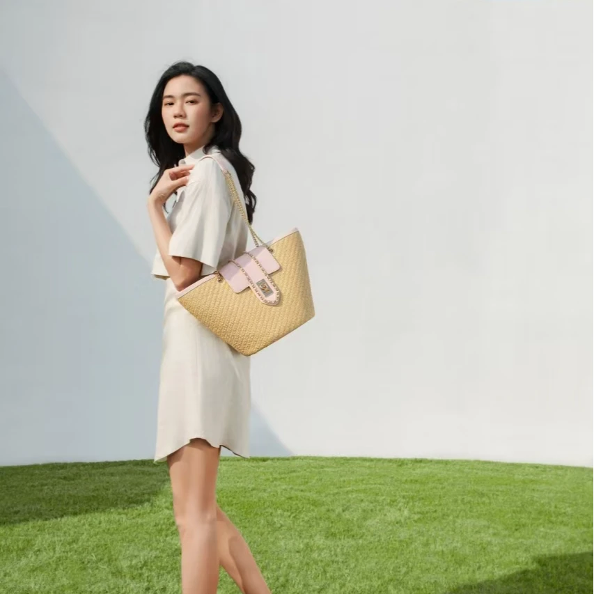 TUSCAN'S潮流女士休闲托特包蝴蝶纯色单肩斜挎包手拎包