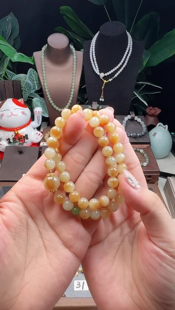 未镶嵌手串和田玉精品8m新疆且末糖玉双圈手串
