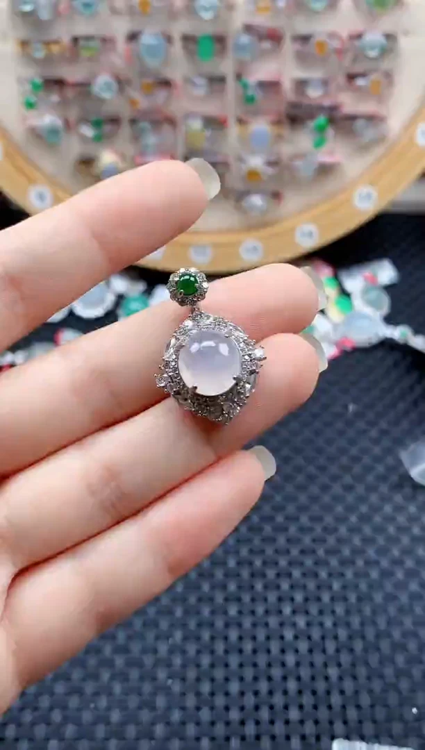 银S925镶嵌戒指翡翠天然A货缅甸翡翠