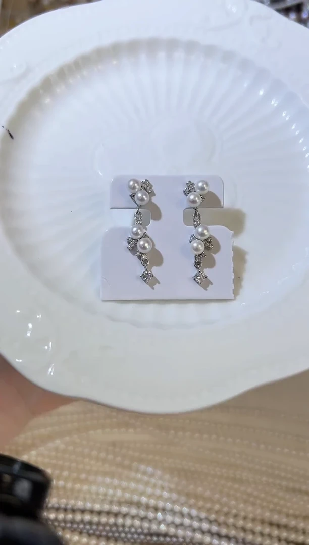 银S925镶嵌耳饰淡水珍珠A26