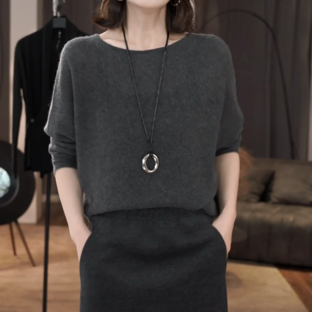 【云朵衫】秋冬新款气质不对称设计软糯亲肤毛织上衣LK2506931