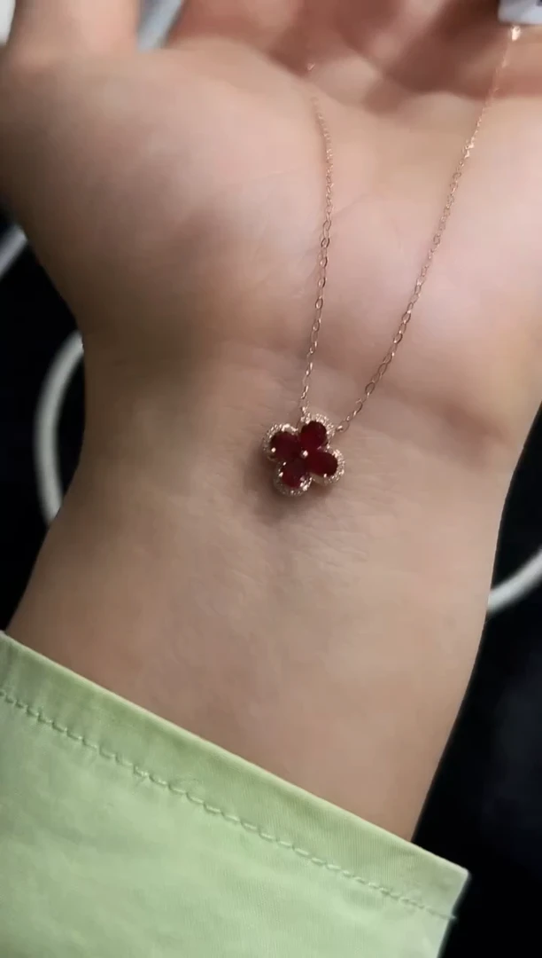 锁骨链18K金镶嵌红宝石·